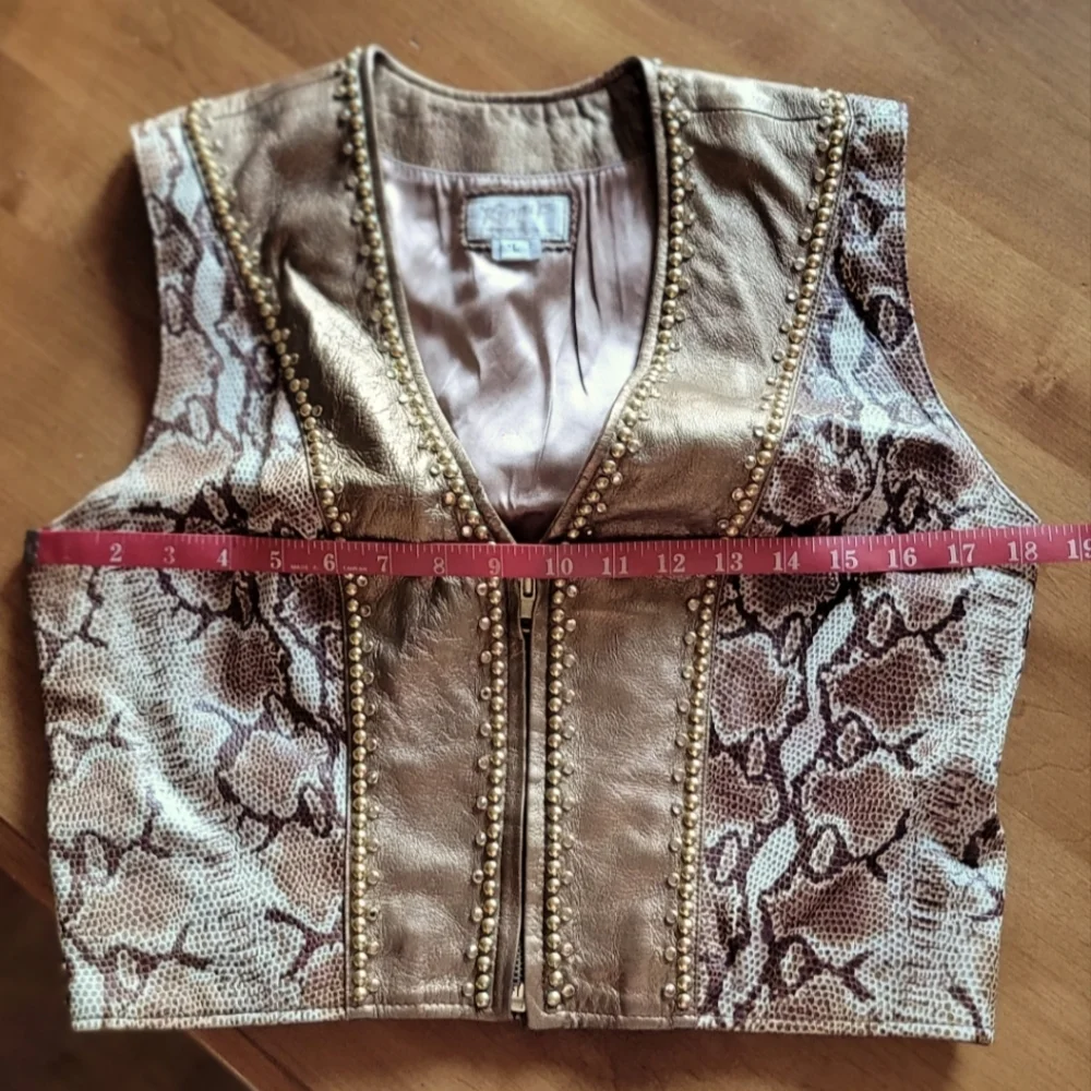 FIRM PRICE KIPPYS Extraordinary GOLD Snakeskin Leather Vest $2K - Picture 5 of 6